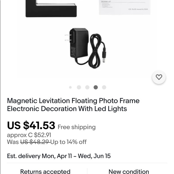 2 x Magnetic Levitation LED Floating Photo Frames - Picture 8 of 8